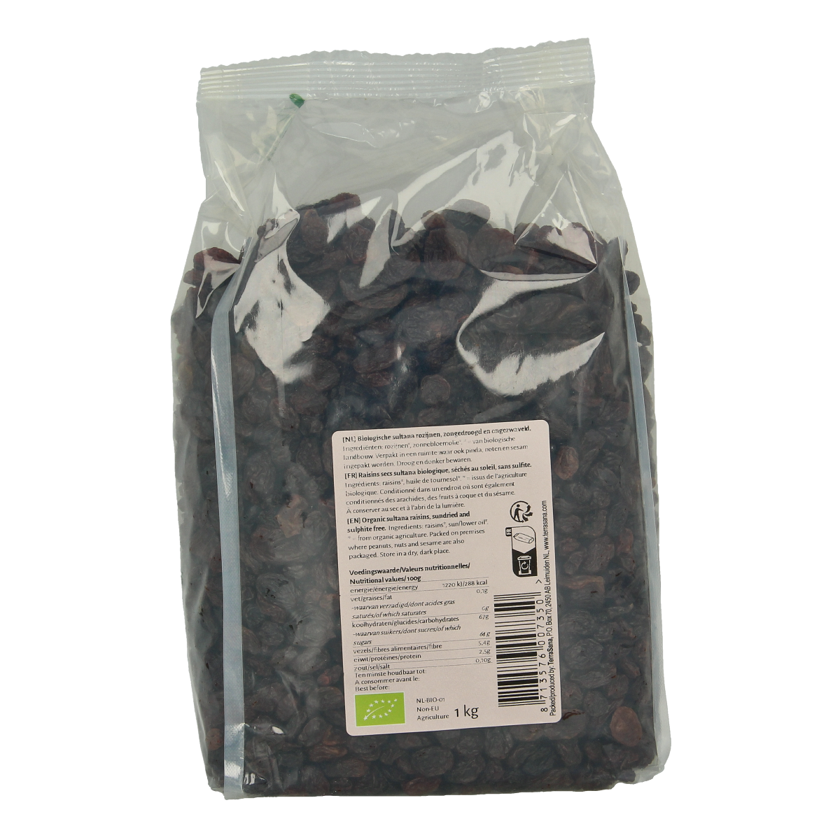 TerraSana RAW rozijnen sultana bio 1.00 Kilogram