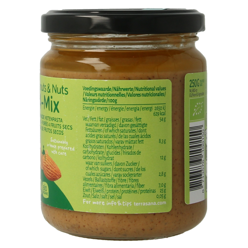 TerraSana 4 mix gemengde notenpasta zonder zout bio 250 Gram