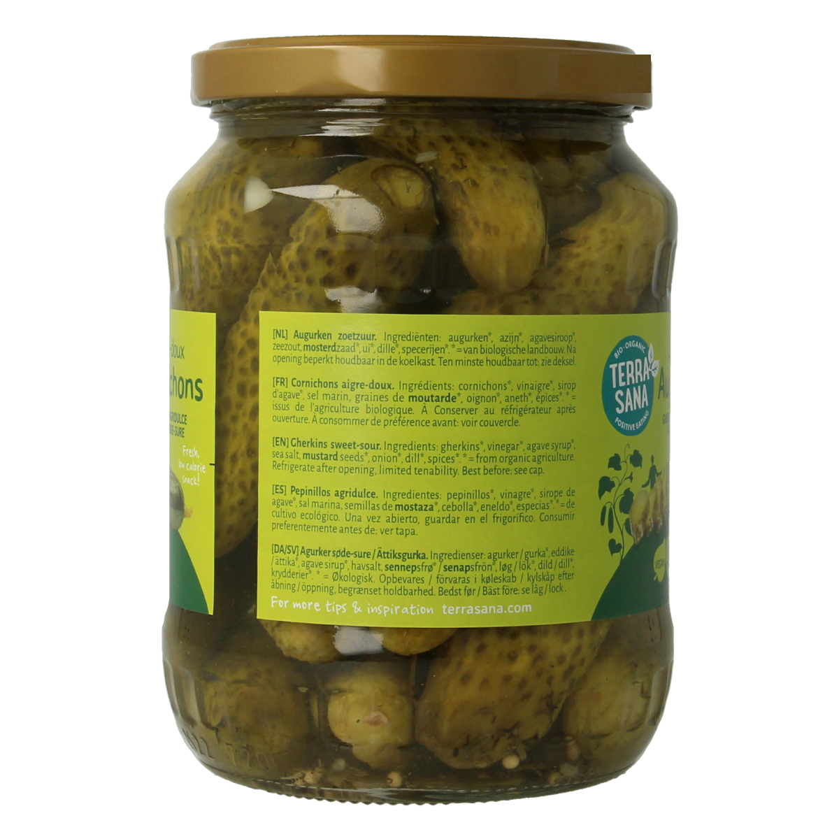 TerraSana Augurken fris zoet/zuur bio 670.00 Gram