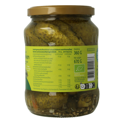 TerraSana Augurken fris zoet/zuur bio 670.00 Gram