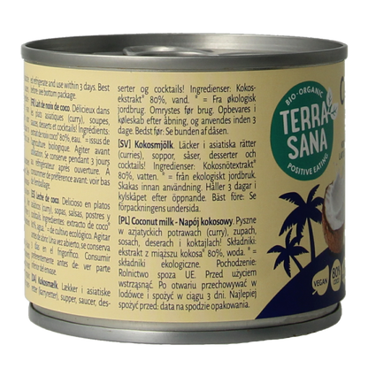 TerraSana Kokosmelk 22% vet bio 200 Milliliter
