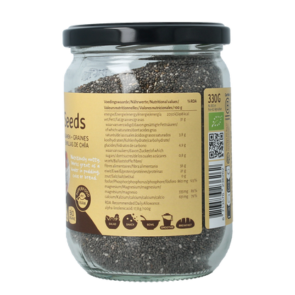 TerraSana Raw chia zaad in glas bio 330.00 Gram