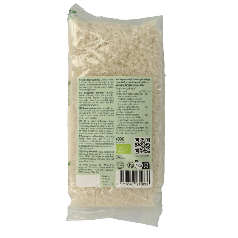 TerraSana Sushi rijst wit bio 400 Gram