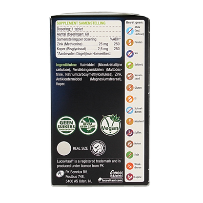 Lucovitaal Zink methionine & koper 60 Tabletten