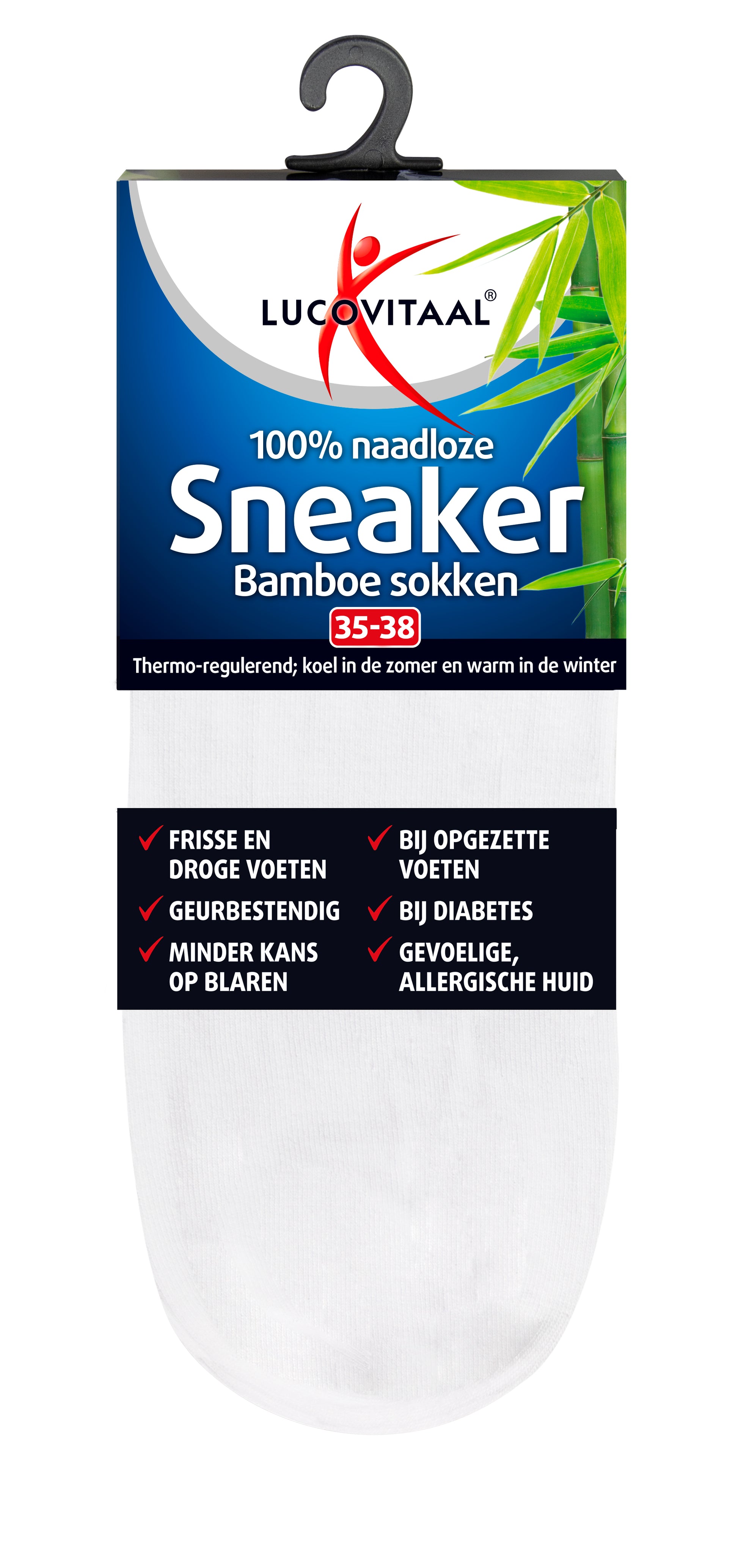 Lucovitaal Bamboe sneakersok wit maat 35-38 1 Paar