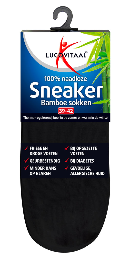 Lucovitaal Bamboe sneakersok zwart  maat 39-42 1.00 Paar