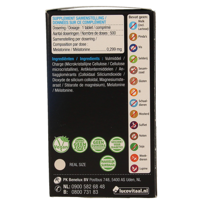 Lucovitaal Melatonine puur 0.299mg 500.00 Tabletten
