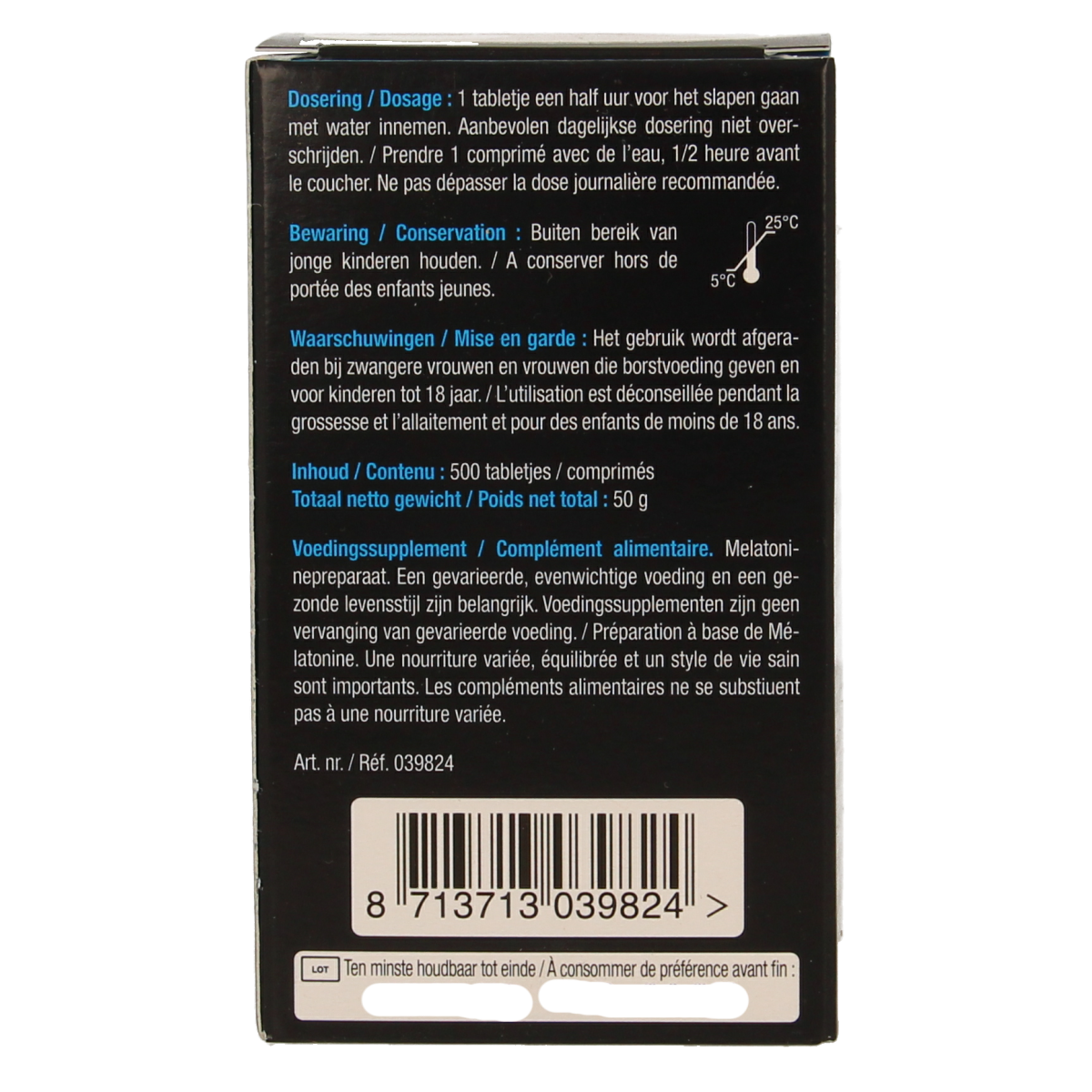 Lucovitaal Melatonine puur 0.299mg 500.00 Tabletten