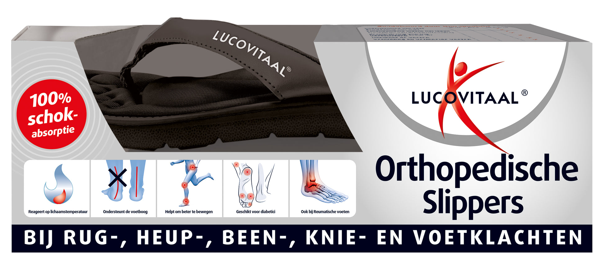 Lucovitaal Orthopedische slippers maat 45-46 zwart 1.00 Paar