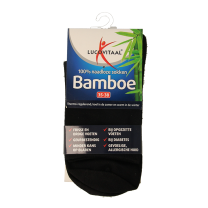 Lucovitaal Bamboe sok lang zwart  maat 35-38 1 Paar