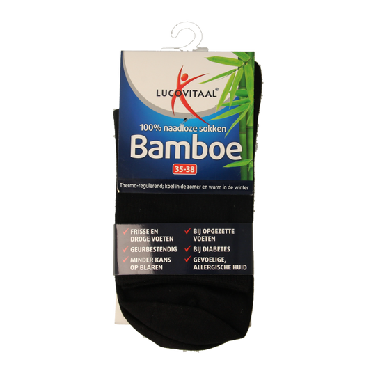 Lucovitaal Bamboe sok lang zwart  maat 35-38 1 Paar