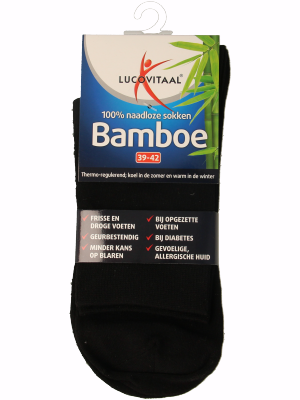 Lucovitaal Bamboe sok lang zwart  maat 39-42 1 Paar
