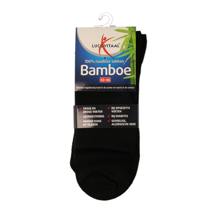 Lucovitaal Bamboe sok lang zwart  maat 43-46 1.00 Paar
