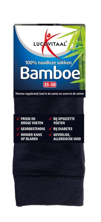 Lucovitaal Bamboe sok lang blauw  maat 35-38 1 Paar