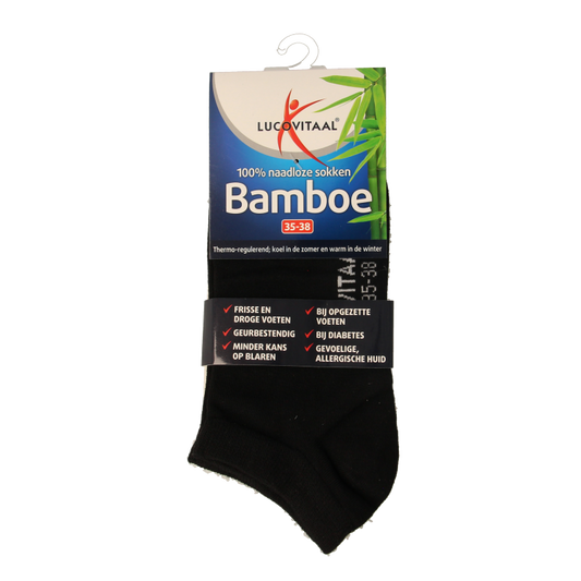 Lucovitaal Bamboe enkelsok zwart  maat 35-38 1 Paar
