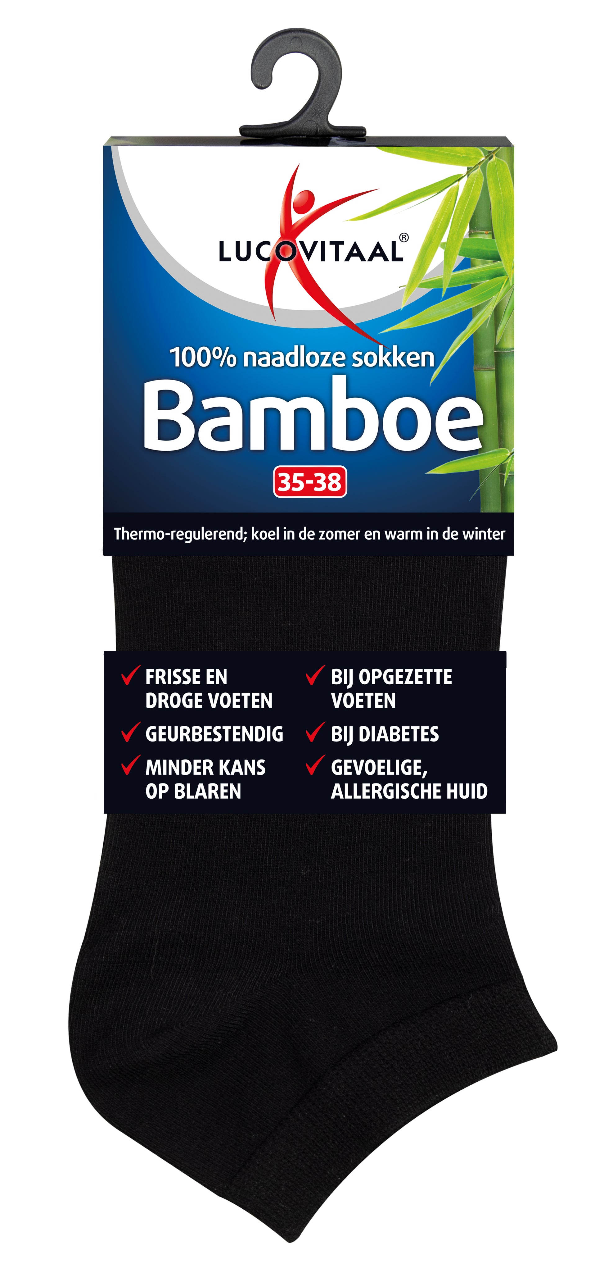 Lucovitaal Bamboe enkelsok zwart  maat 35-38 1.00 Paar