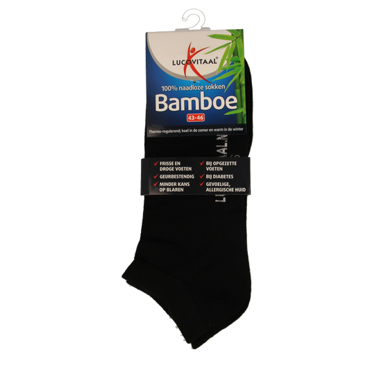 Lucovitaal Bamboe enkelsok zwart  maat 43-46 1 Paar