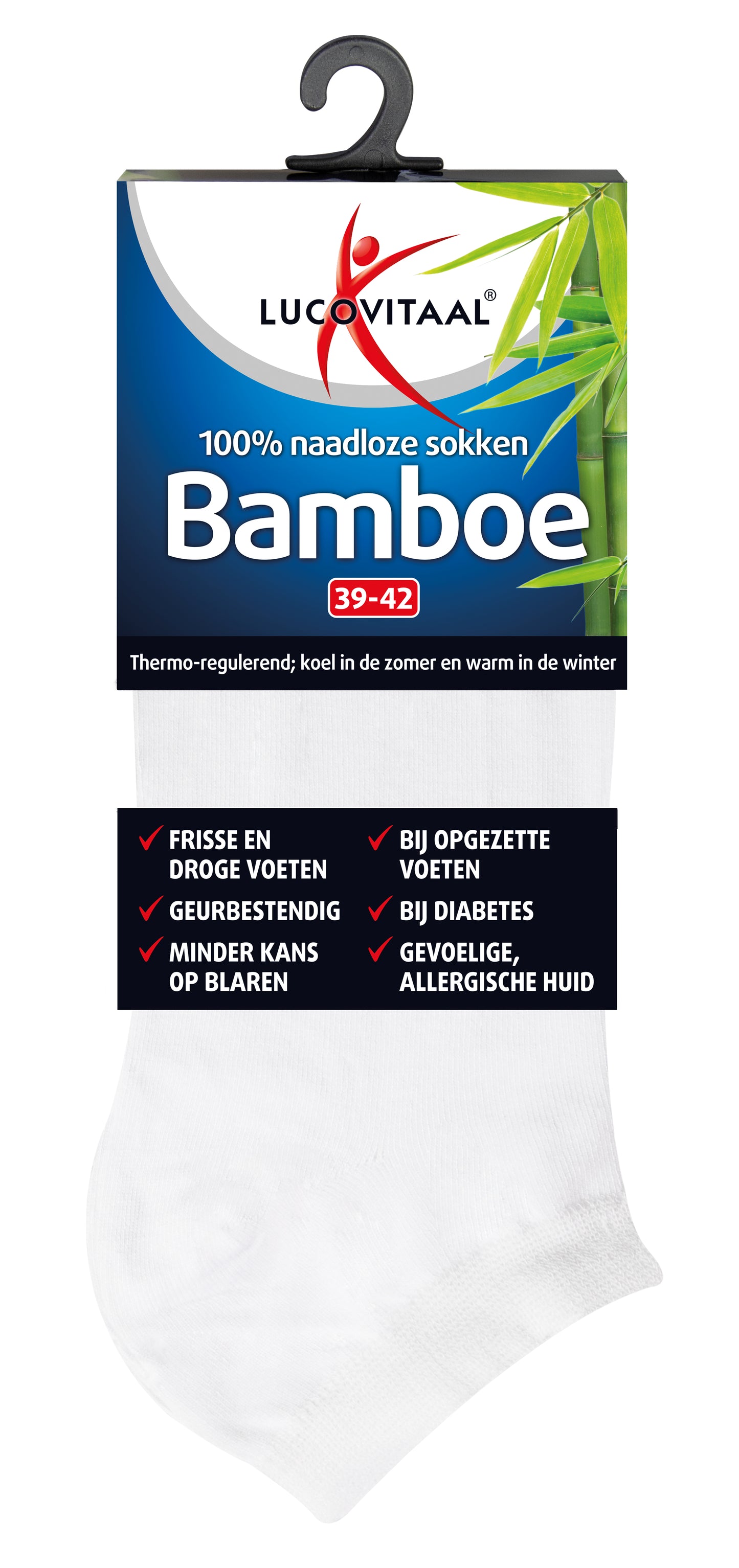 Lucovitaal Bamboe enkelsok wit  maat 39-42 1.00 Paar