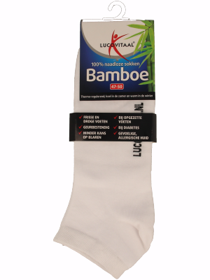 Lucovitaal Bamboe enkelsok wit  maat 47-50 1 Paar