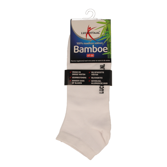 Lucovitaal Bamboe enkelsok wit  maat 47-50 1 Paar