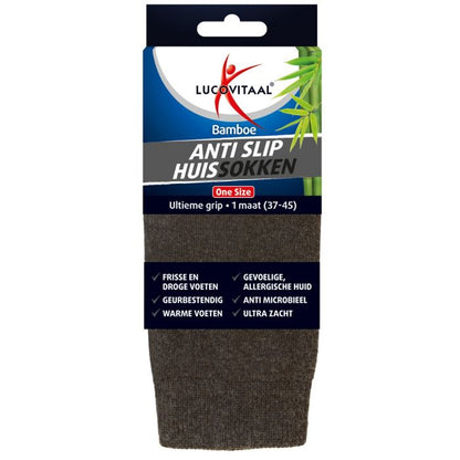 Lucovitaal Bamboe huissokken anti slip one size 1 Paar