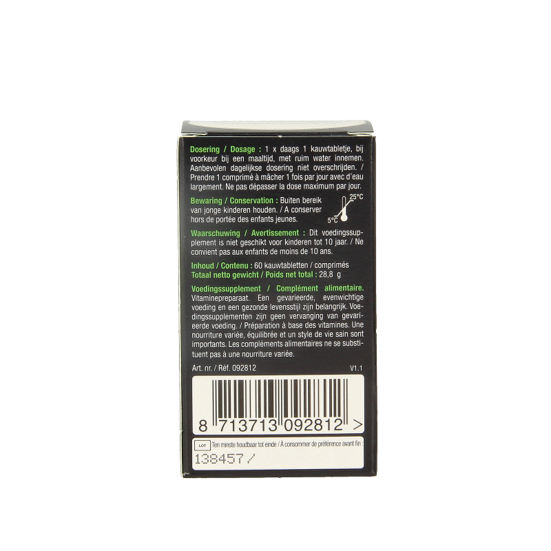 Lucovitaal Vitamine D3 10mcg (400IE) vegan 60 Kauwtabletten