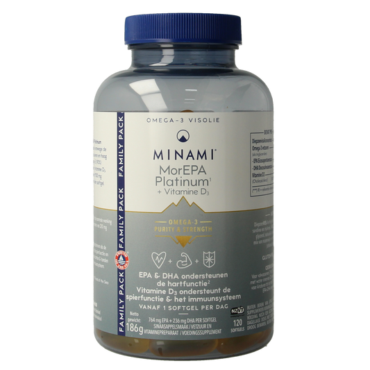 Minami MorEPA platinum + vitamine D3 120.00 Softgels
