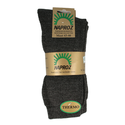 Naproz Thermo sokken grijs maat 43-46  3 Paar