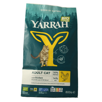 Yarrah Adult kattenvoer met kip bio 800 Gram