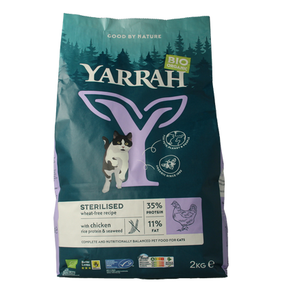 Yarrah Kattenvoer voor gesteriliseerde kat wheat-free bio 2000 Gram