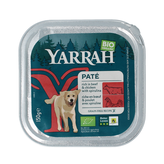 Yarrah Hondenvoer pate met rund en kip bio 150 Gram