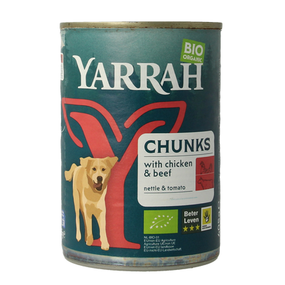 Yarrah Hondenvoer chunks rund en kip in saus bio 405.00 Gram