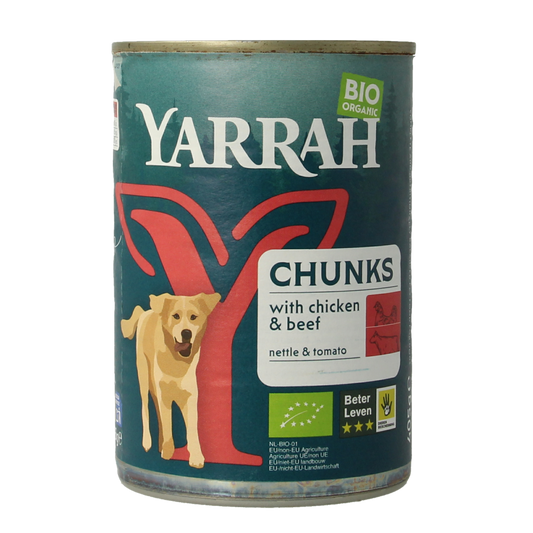 Yarrah Hondenvoer chunks rund en kip in saus bio 405.00 Gram