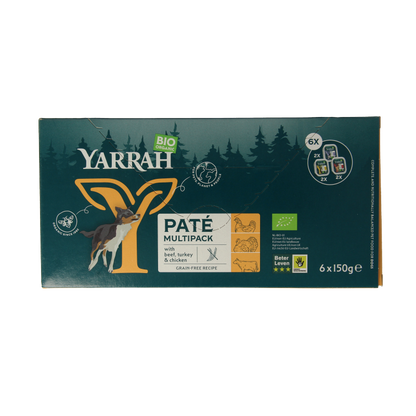 Yarrah Hondenvoer multipack pate kip rund kalkoen bio 150 Gram