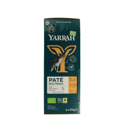 Yarrah Hondenvoer multipack pate kip rund kalkoen bio 150 Gram