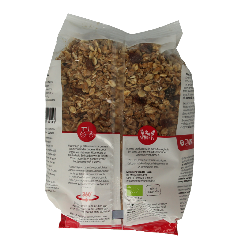 De Halm Krokante muesli rozijn bio 500 Gram