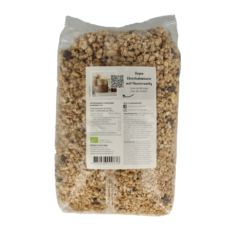 De Halm Havergranola crunchy chocolade/banaan bio 1 Kilogram