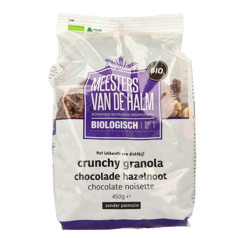 De Halm Granola choco/hazelnoot bio 450 Gram