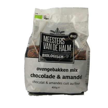 De Halm Ovengebakken mix chocolade en amandel bio 400.00 Gram