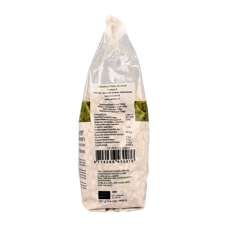 De Halm Havervlokken grof bio 500 Gram