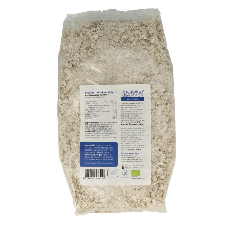 De Halm Boekweitvlokken bio 500 Gram