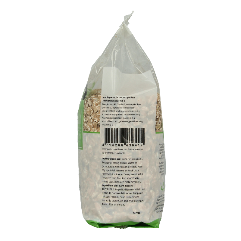 De Halm Speltvlokken bio 500 Gram
