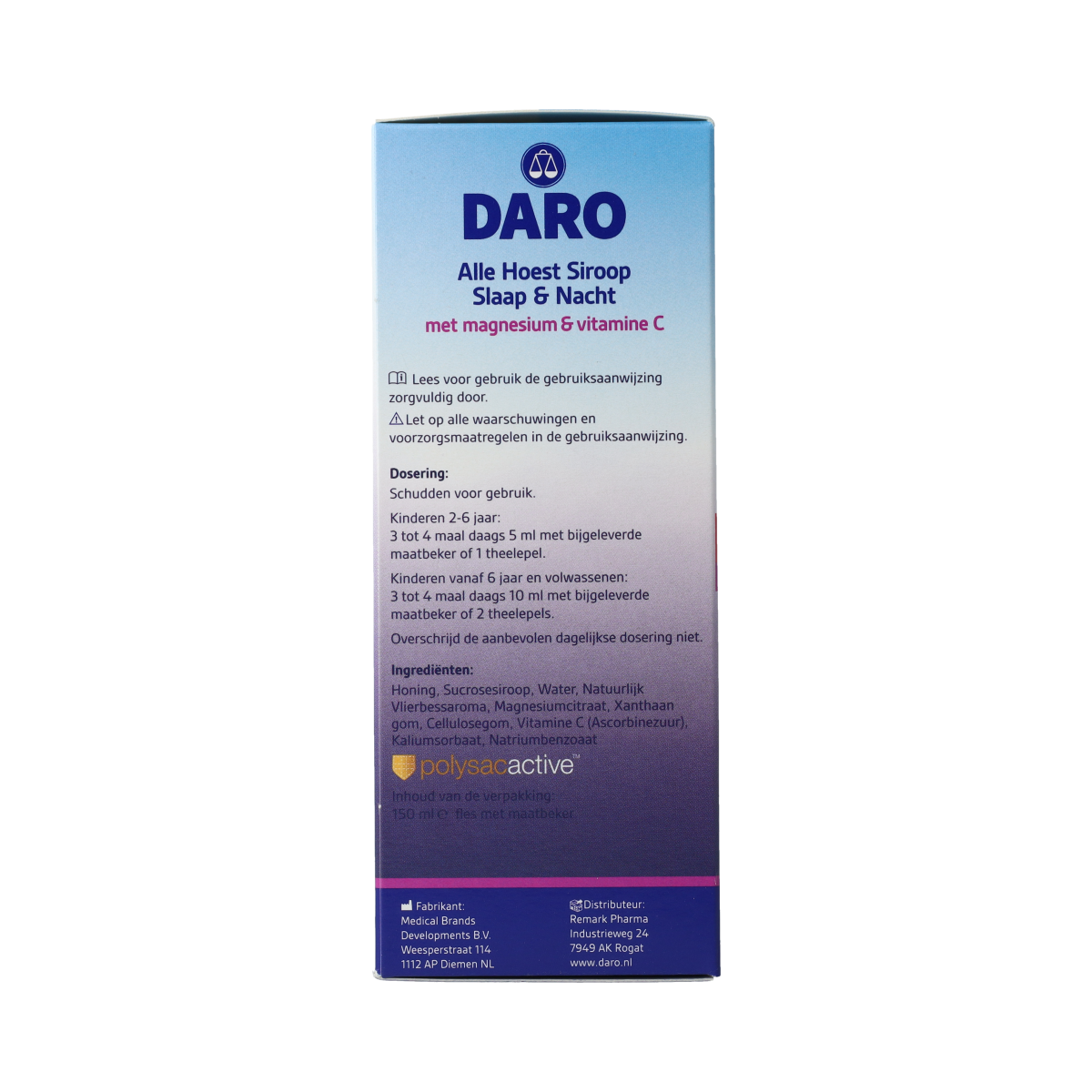 Daro Hoest Siroop Slaap & Nacht 150.00 Milliliter