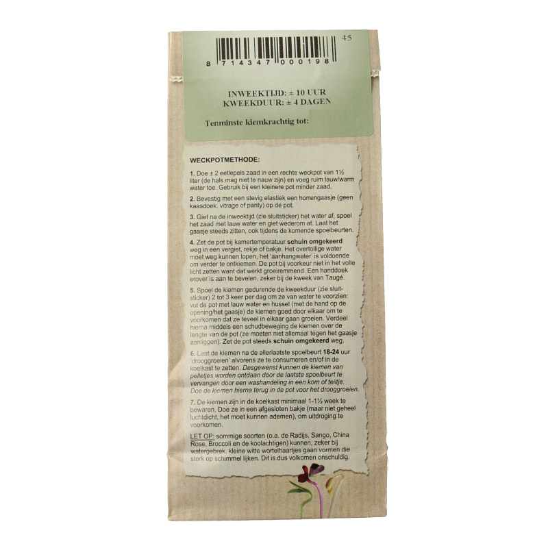 Peuleschil Groene erwten bio 140 Gram