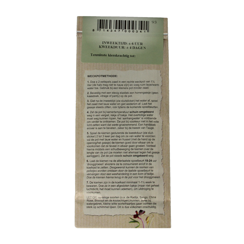 Peuleschil Alfalfazaad bio 140 Gram