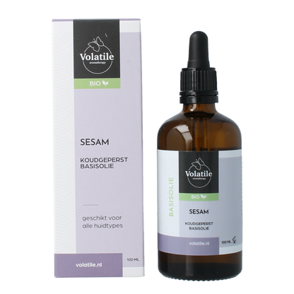 Volatile Sesam koudgeperst basisolie bio glazen fles 100 Milliliter