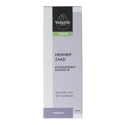 Volatile Hennepzaad koudgeperst basisolie bio glazen fles 100.00 Milliliter