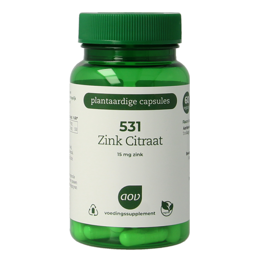 AOV 531 Zink citraat 15mg 60.00 Vegetarische capsules
