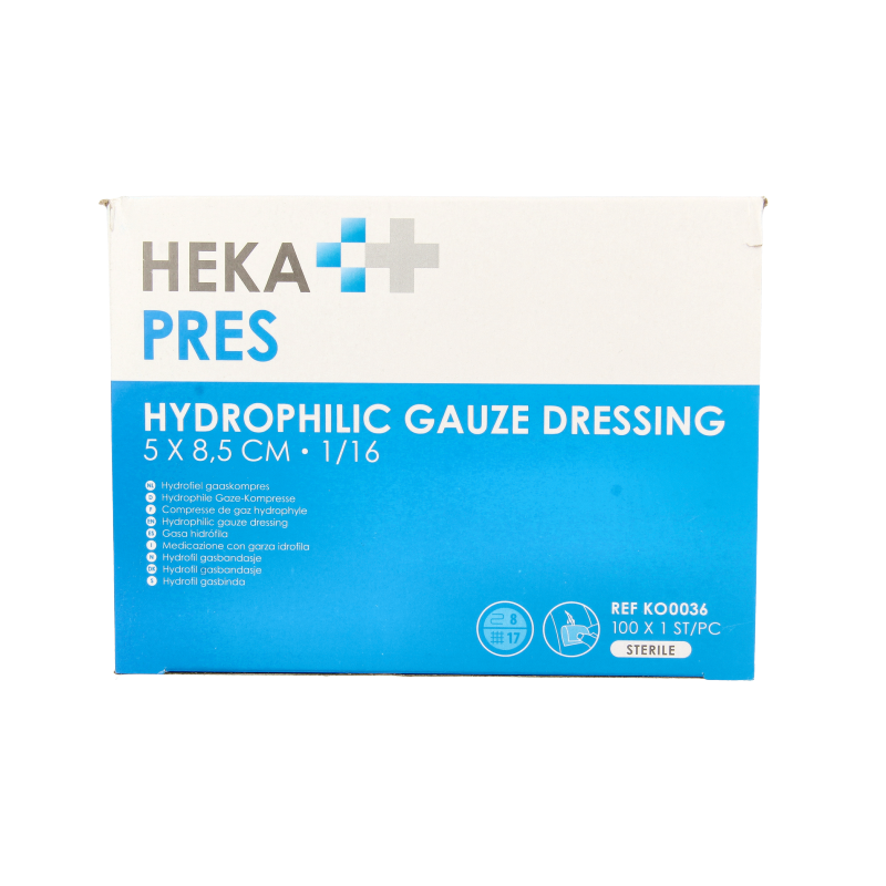 Hekapres Gaaskompres hydrofiel 5 x 8.5 100 Stuks