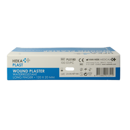 Hekaplast Vingerpleister water resistent 120 x 20 100.00 Stuks